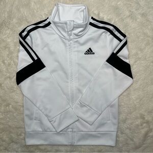 Adidas Tricot Jacket White & Black Full Zip Size 4